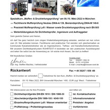 Spezialkurs Muffenprüfung / Druckleitungsprüfung 09./10.03.2022 an der Universität der Bundeswehr in München/Neubiberg